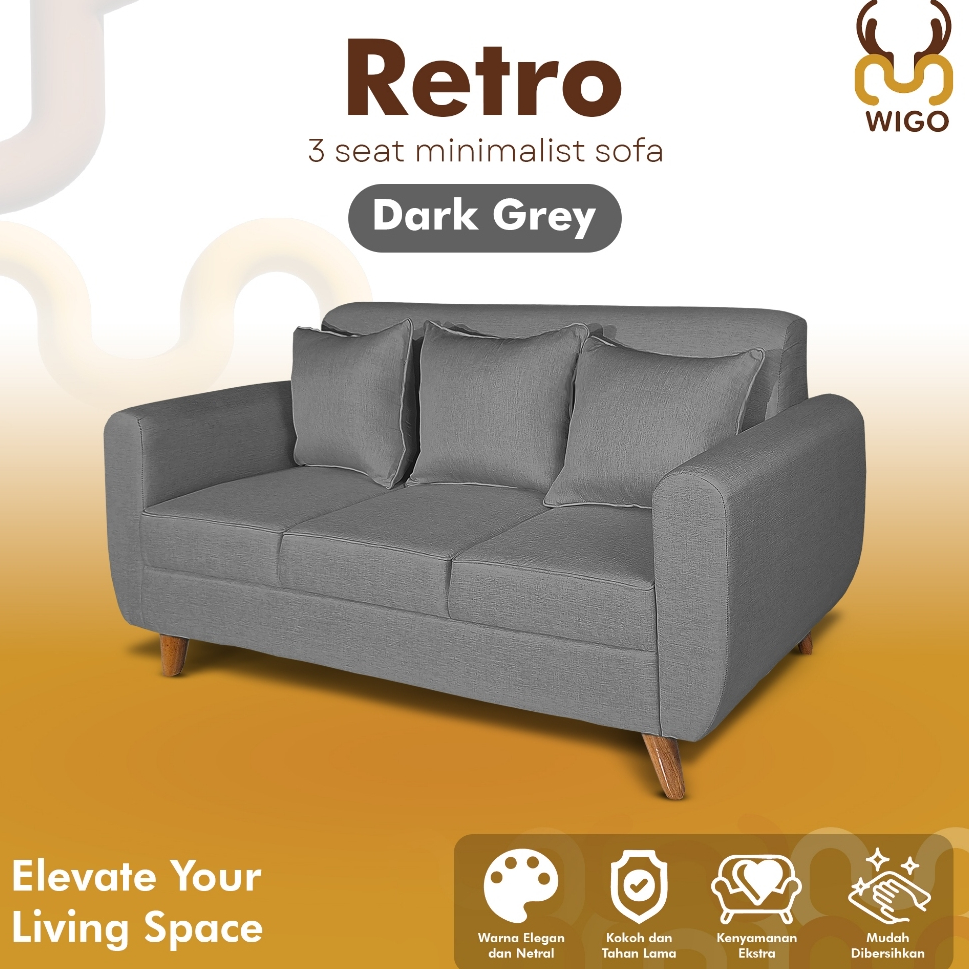 Citra Furniture WIGO ® Sofa Retro Daphnie Minimalis 3 Seater Dudukan | DAKOTA Series