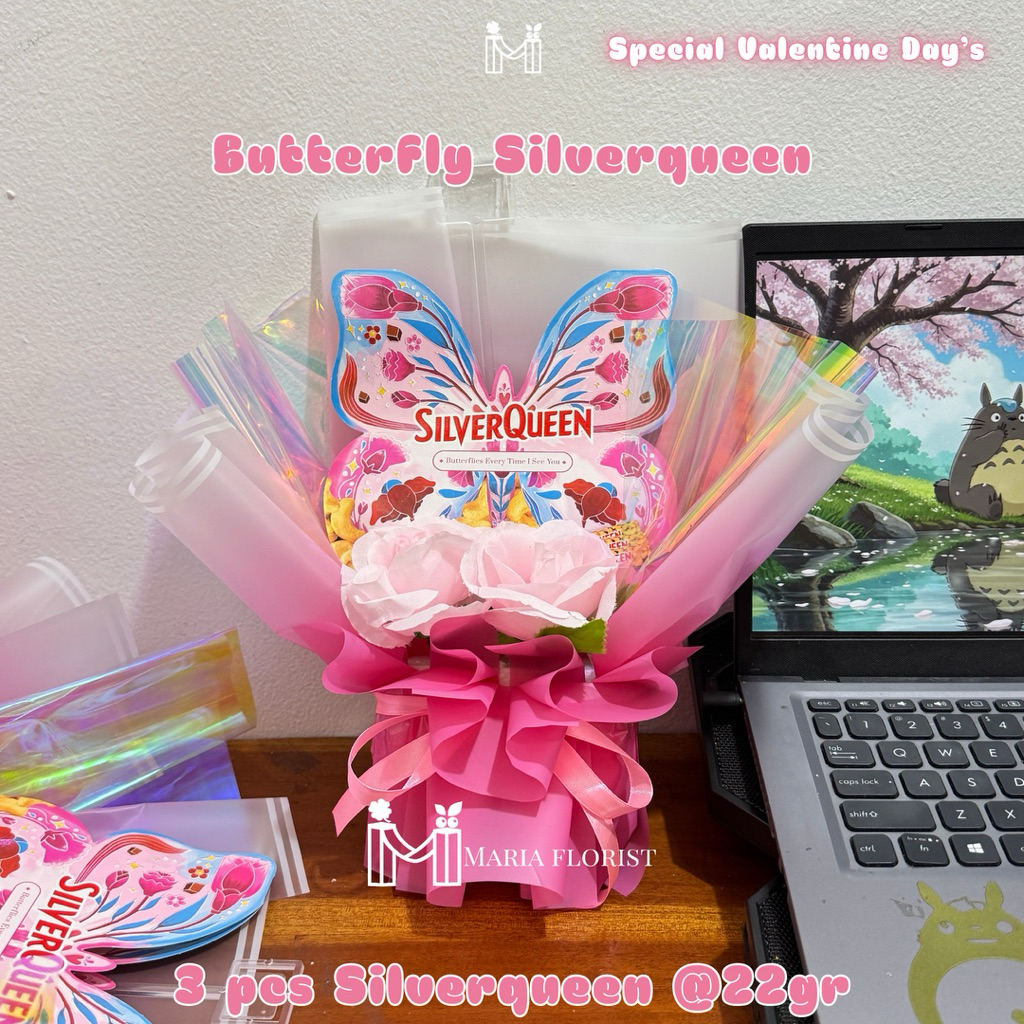 Buket Cokelat Kupu-Kupu Silverqueen - Buket Cokelat Silverqueen