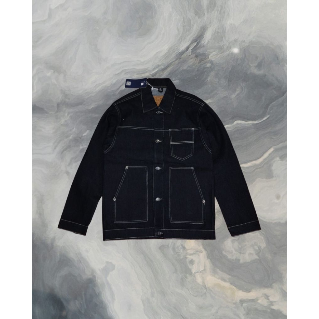 Chore Raw Denim Jacket Black Indigo Multipocket Jacket