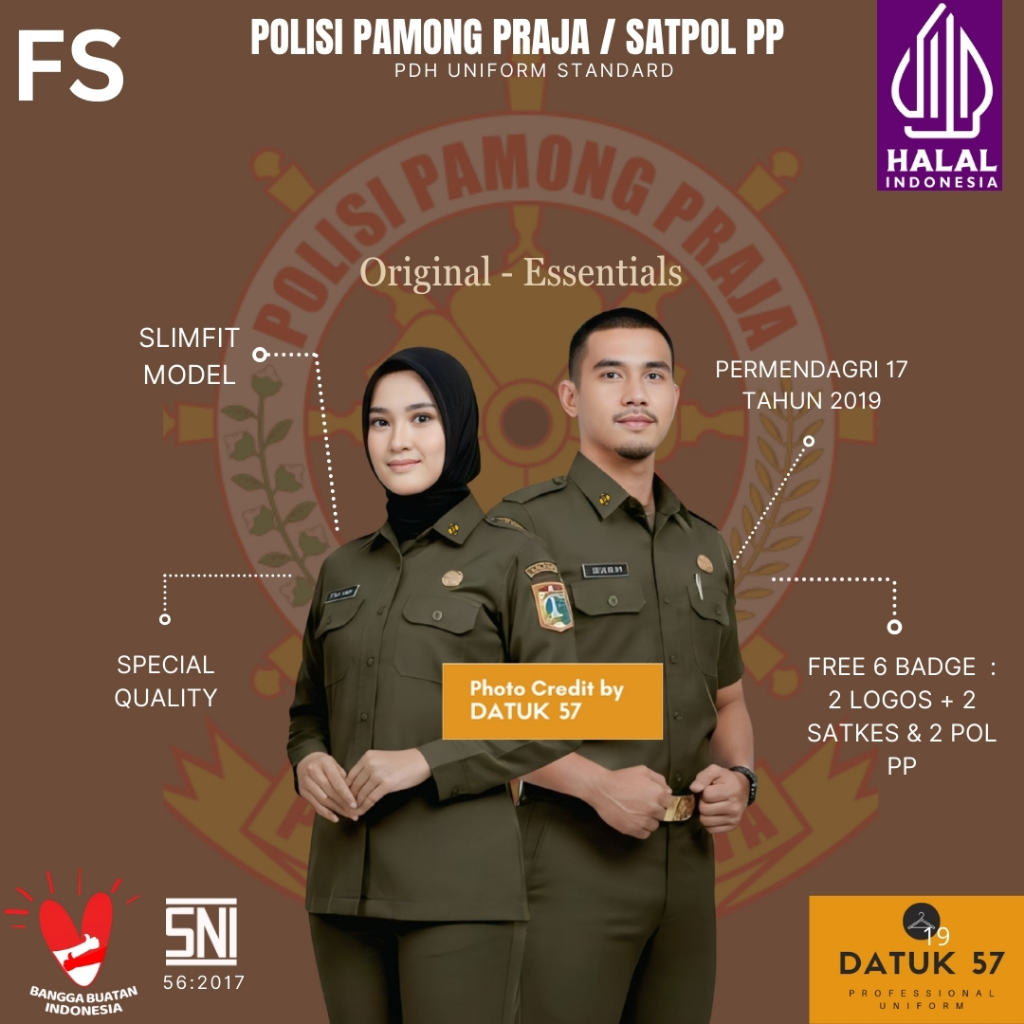 [FULL SET] Original Essentials by Datuk 57 : Seragam Kemeja Atasan Bawahan Celana Rok PDH Pakaian Di