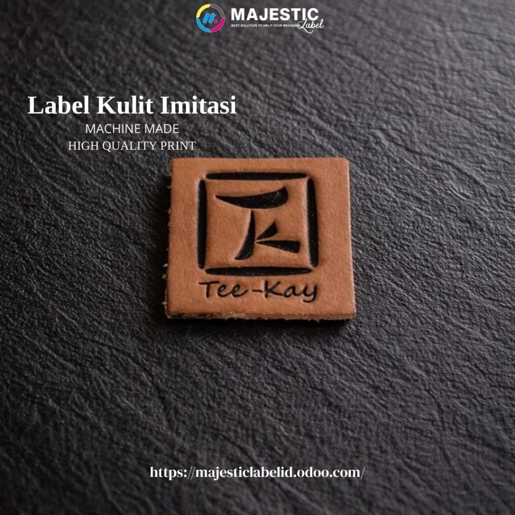 label kulit sintetis custom / label kulit imitasi embos