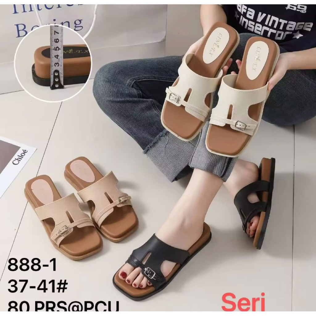 New Import  Sandal wanita selop sandal jelly karet wanita  selop flat