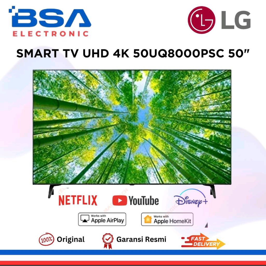LG 50UQ8000PSC UHD 4K Smart TV 50 Inch Real 4K Prosesor AI Gen5 Active HDR WebOS Smart TV