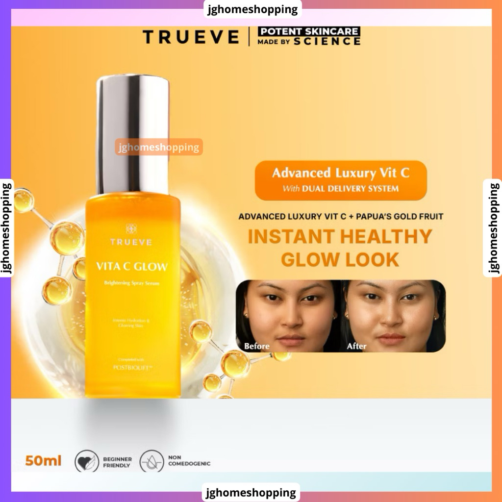 Trueve Vita C Glow Brightening Spray Serum 50ml – Serum Spray Dual Layer Vitamin C, Instant Healthy 
