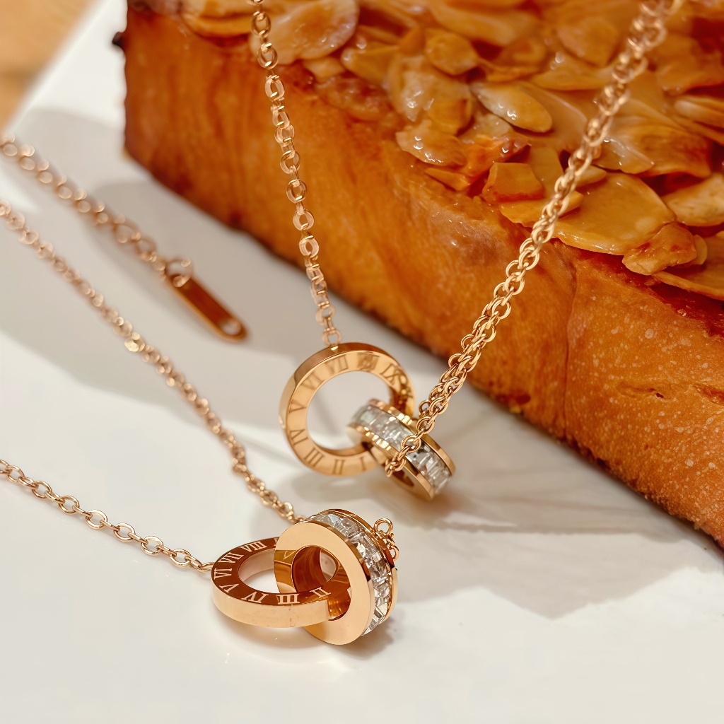 Kalung Leher Desain Cincin Qanda Angka Romawi Mewah Sederhana