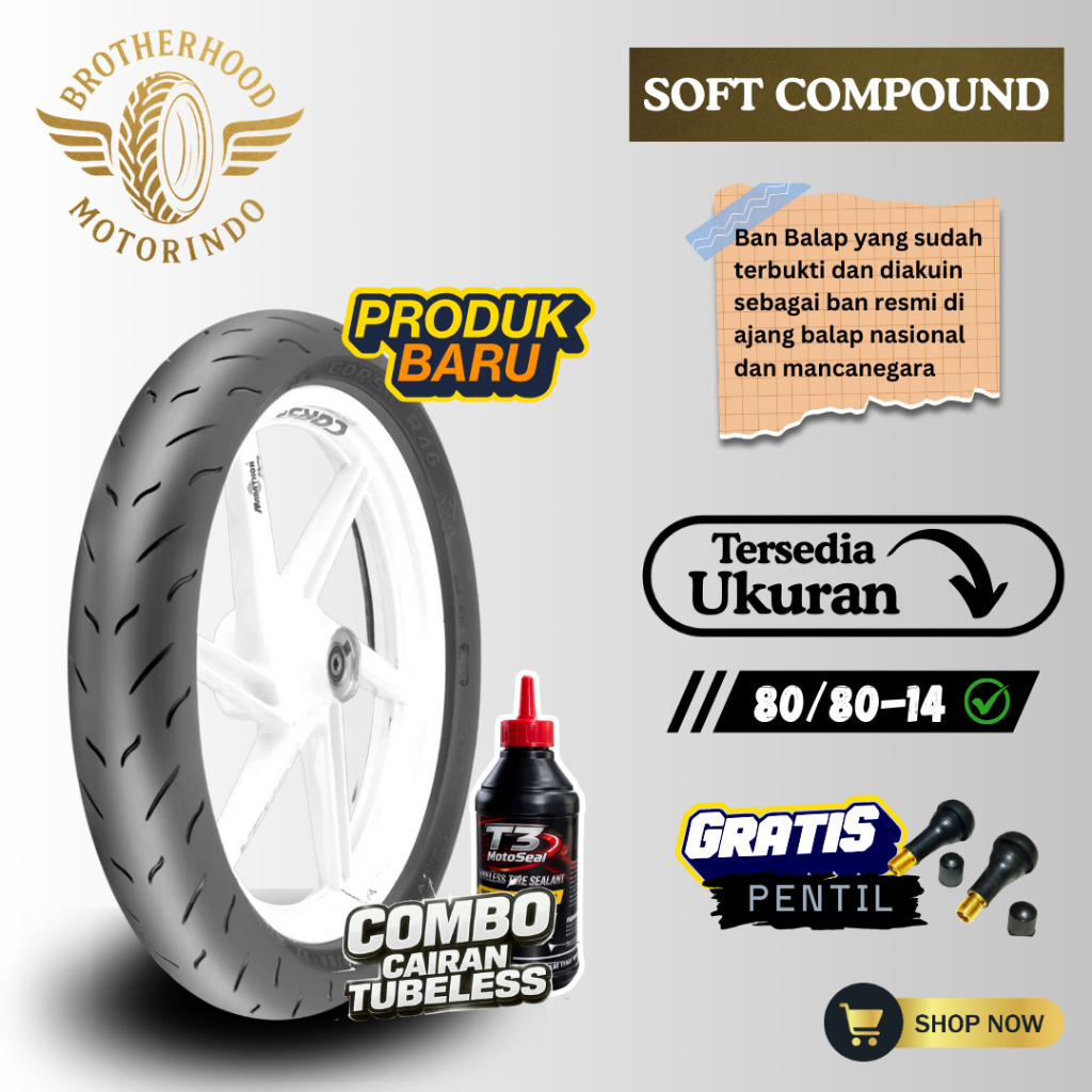BAN CORSA R46 TUBELESS (80/80-14) BAN CORSA TUBLES / SOFT COUMPOUND / BAN MOTOR RING 14 / BAN CORSA 