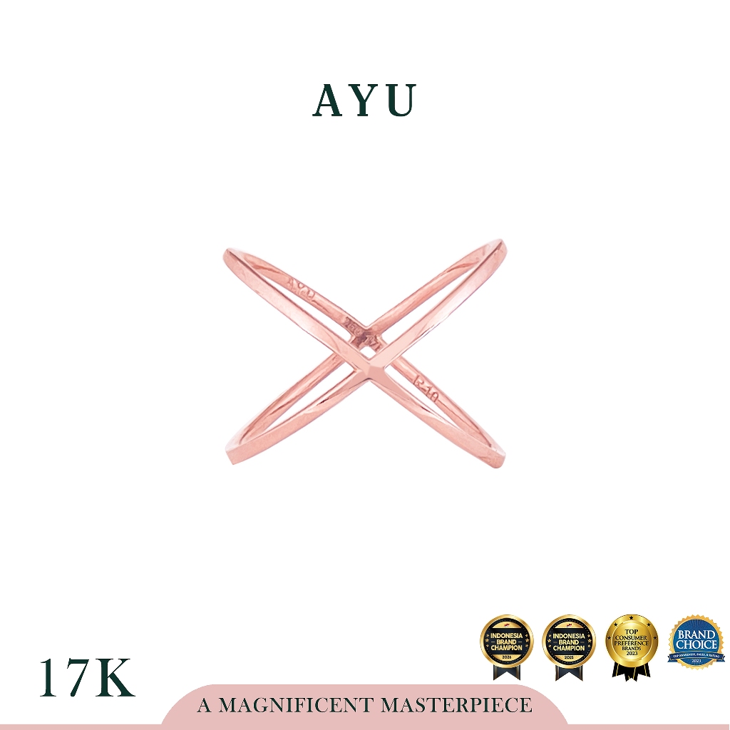AYU Cincin Emas - Gold X Ring 17K Rose Gold