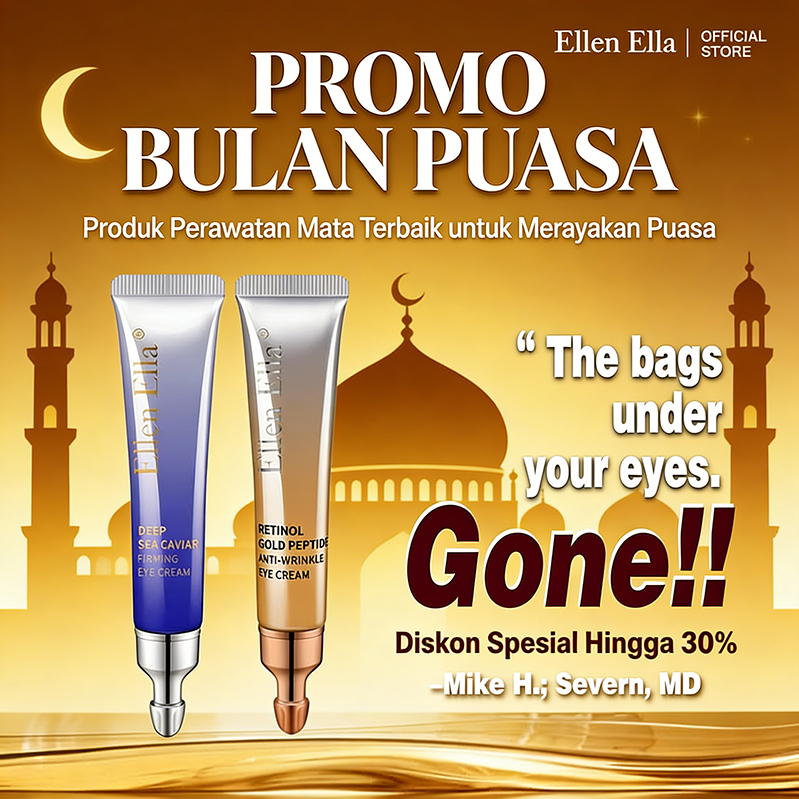 [Ready Stock] ELLEN ELLA Paket Kombinasi Retinol & Caviar Eye Cream 20g Anti Kerut Menghidrasi Peraw