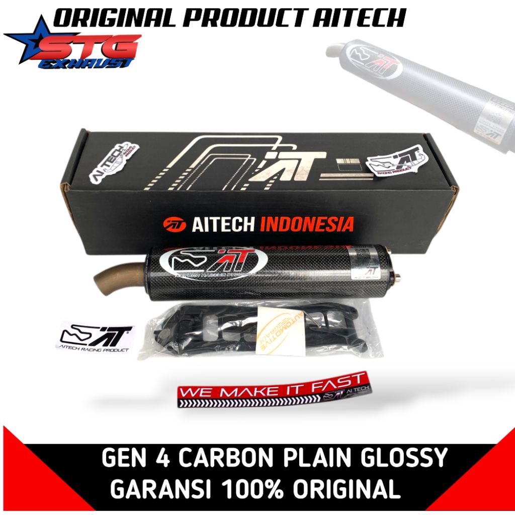 Silincer Kenalpot Original AITECH Gen 4 Carbon plain glossy dan twill Glossy 2Tak Ninja R,SS,RR,ZX