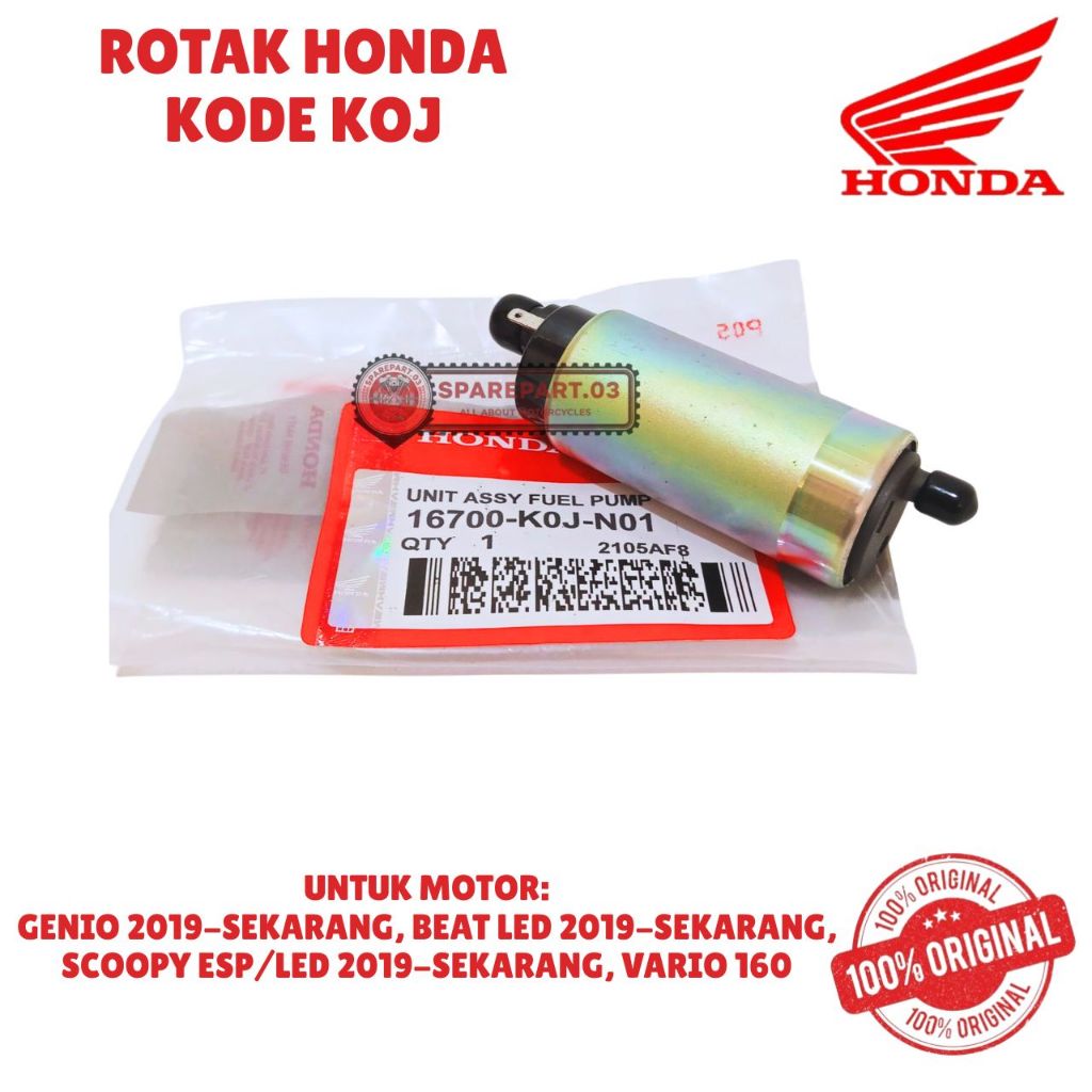 ROTAK ORIGINAL HONDA KODE KOJ, GENIO 2019-SEKARANG, BEAT LED 2019-SEKARANG, SCOOPY ESP/LED 2020-SEKA