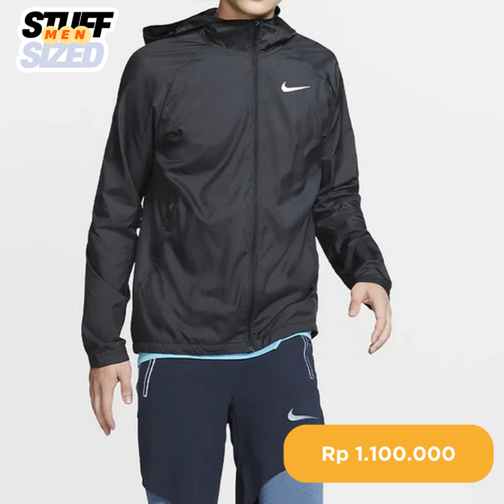 Nike Jaket Pria Essential Hooded Running Original Black BV4871-010