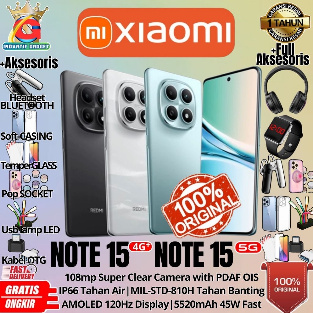 HP BARU XIAOMI REDMI NOTE 15 | REDMI NOTE 15 5G | NOTE 14 5G 12/512GB & 8/256GB & 8/128GB Ram UpTo 2