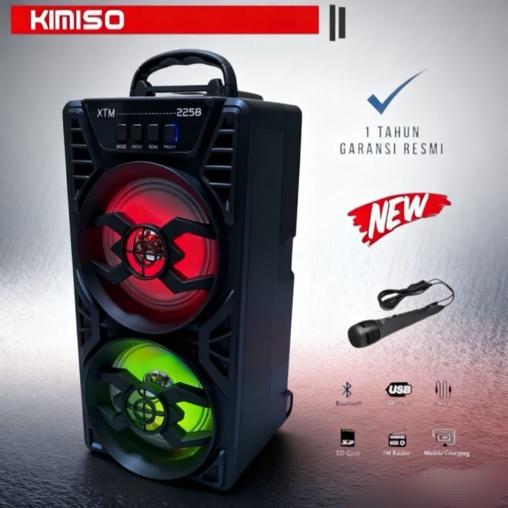 Speaker Bluetooth Aktif Super Bass Free Mic Karoke Radio FM MP3 MP4 Extra Bass