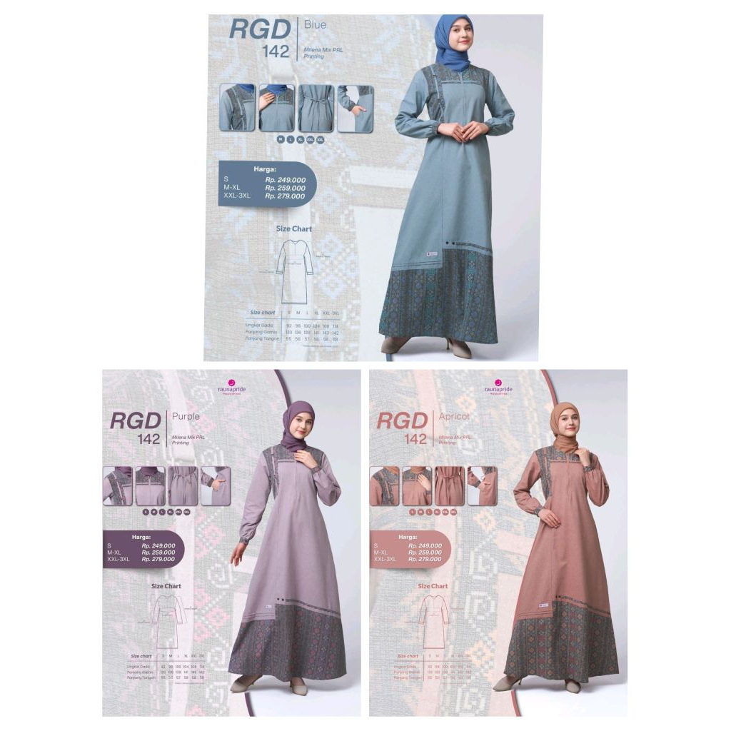BAJU GAMIS DRESS RAUNA RGD 142 KATUN FARIASI ETNIK CANTIK POLOS SERAGAM