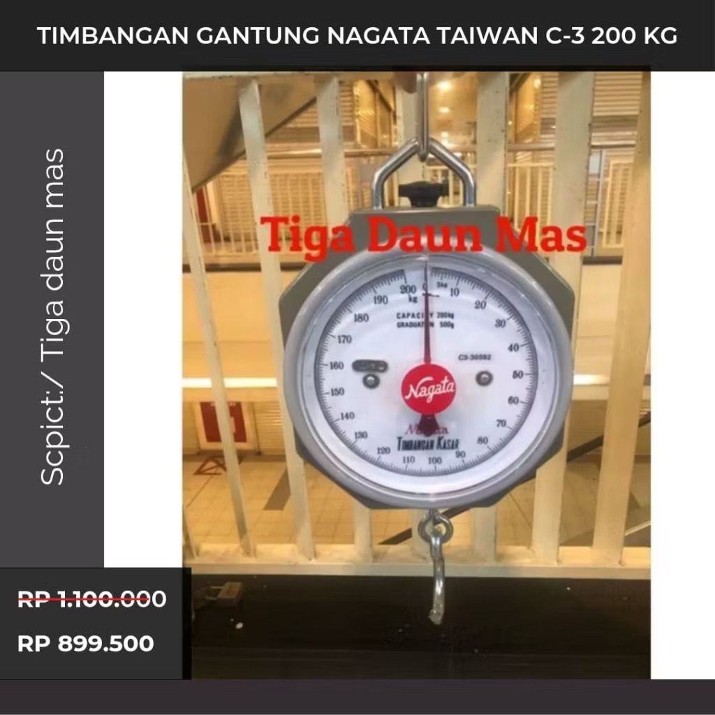 Promo Timbangan Gantung Nagata Kapasitas 200 Kg Timbangan Gantung Nagata Taiwan C3 200 Kg
