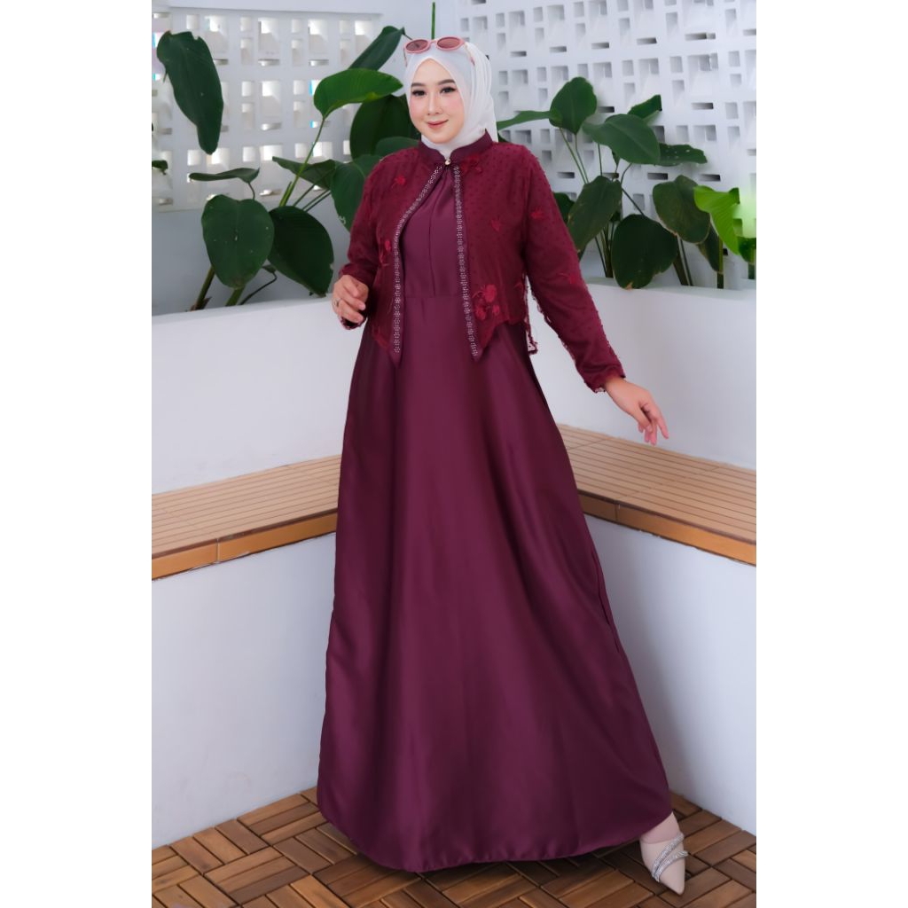 DRESS VELVET MIX ROMPI TILE LEPAS