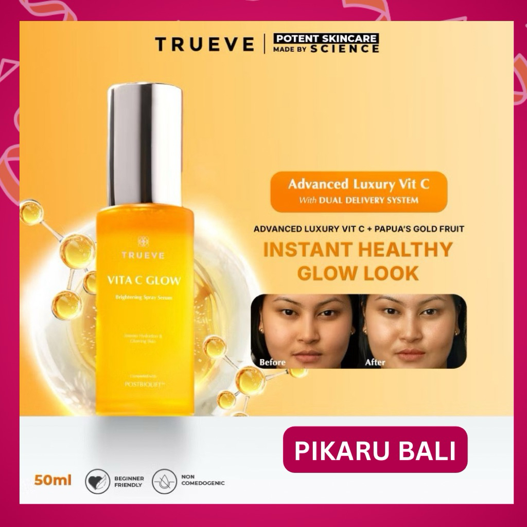 Trueve Vita C Glow Brightening Spray Serum 50ml – Serum Spray Dual Layer Vitamin C, Instant Healthy 
