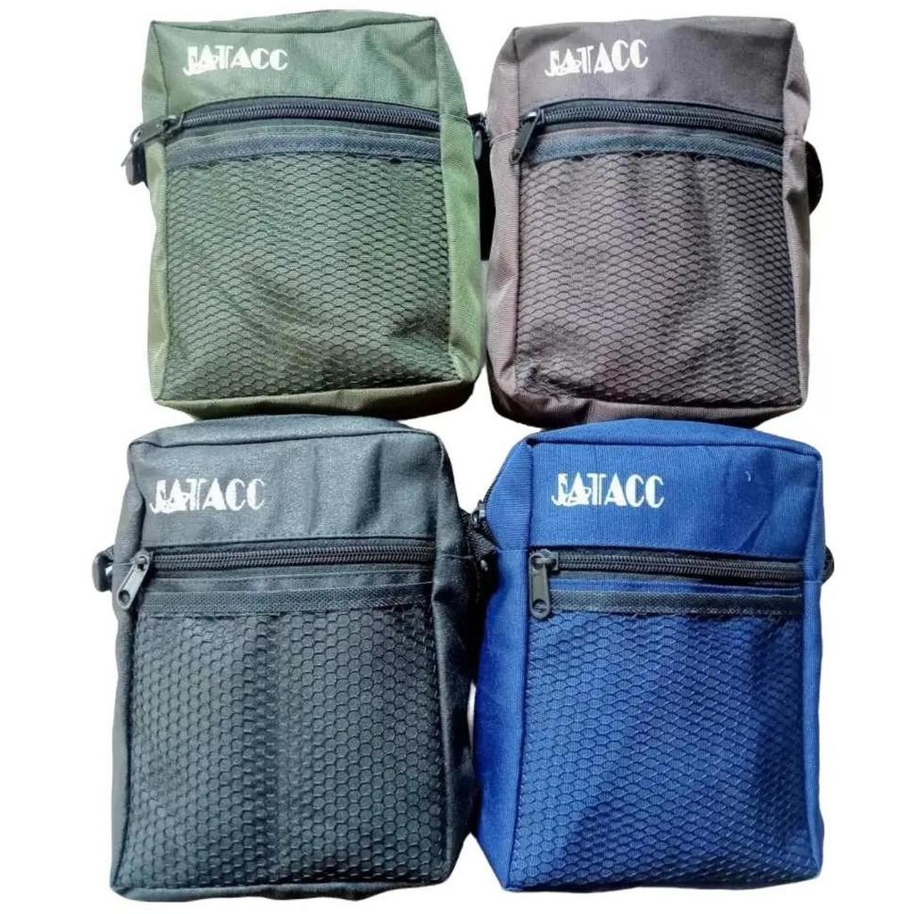 Tas Selempang Pria Wanita / Slingbag Canvas Unisex Keren Motif Jaring Depan waistbag