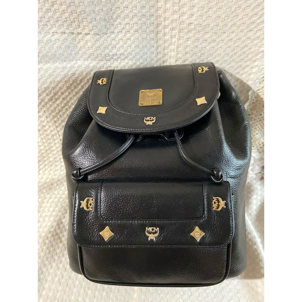 MCM Stark Backpack Medium Black Leather