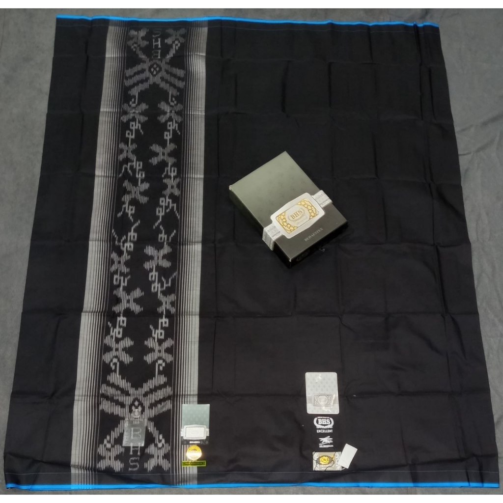 SARUNG BHS MERCERIZED HITAM POLOS TKB HPL