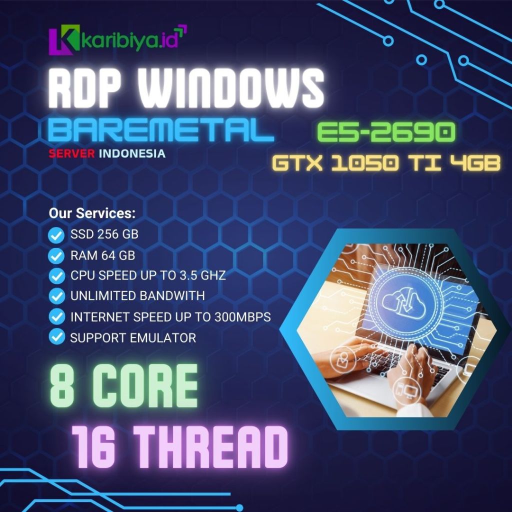 Bare Metal Server RDP Dedicated 8 Core 16 Thread VGA GPU GTX 1050 TI OBS Emulator Android Vmware You