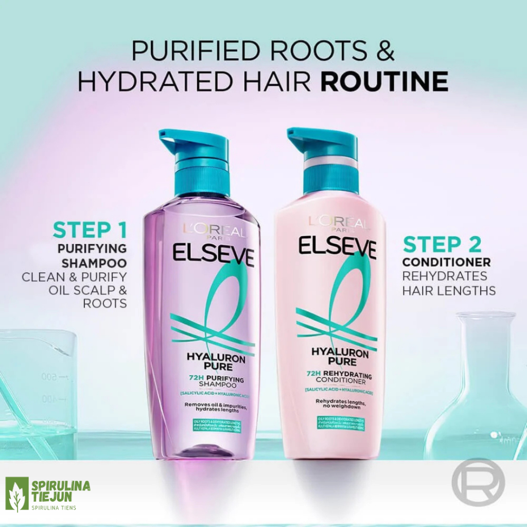 (100% ORIGINAL) L'OREAL PARIS Hyaluron Pure 72H Shampoo Bebas Lepek Hyaluronic Acid 400ml, SHAMPOO L