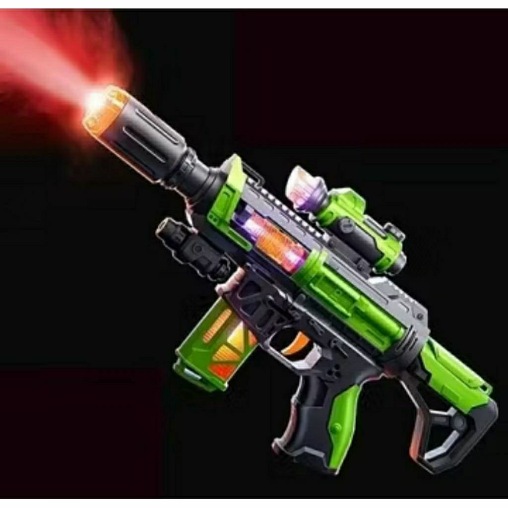 Mainan Anak Tembakan Blaster Gun Efek Asap (smoke) + Lampu Suara Dan Getaran Mirip Asli/ Mainan Pist