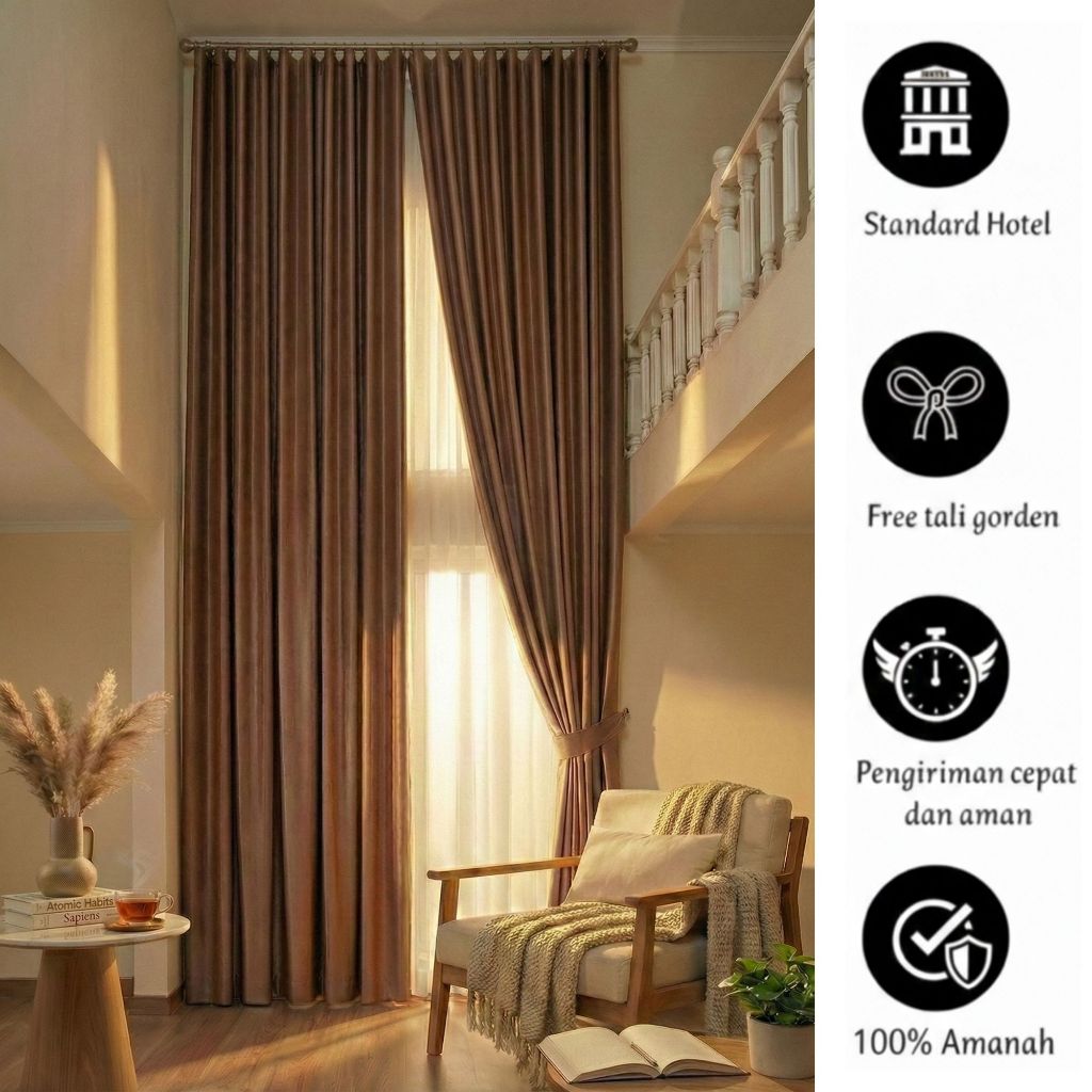 Gorden Aesthetic Blackout 100% Anti Matahari | Gorden Mewah | Gorden Hotel | Gorden Tinggi 250 cm / 