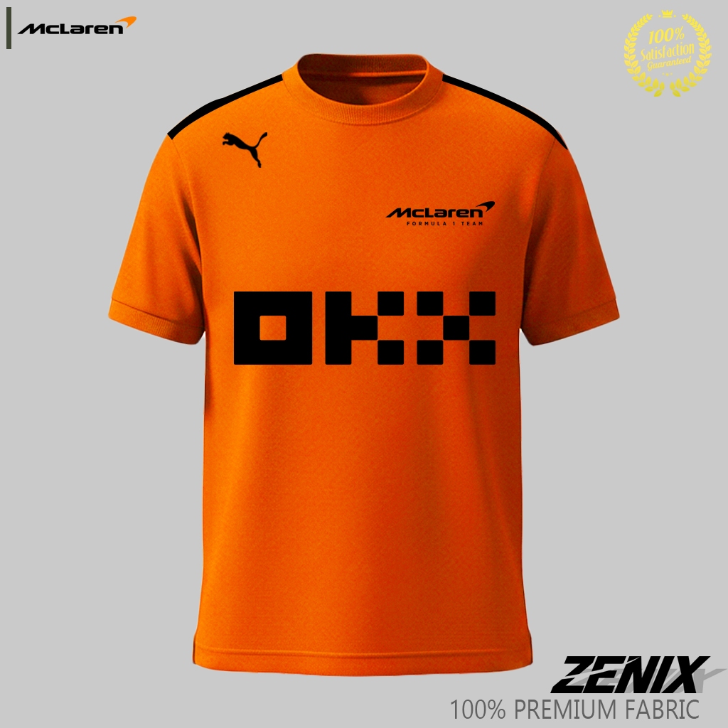 Tshirt Baju Kaos Pria McLaren Puma Formula 1 Casual Terbaru Premium Oranye Hitam Abu Putih Semua War