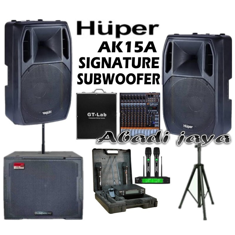 paket sound system huper ak15a signature gt lab 8 8 ch sk18pro + subwoofer db008 18pro original