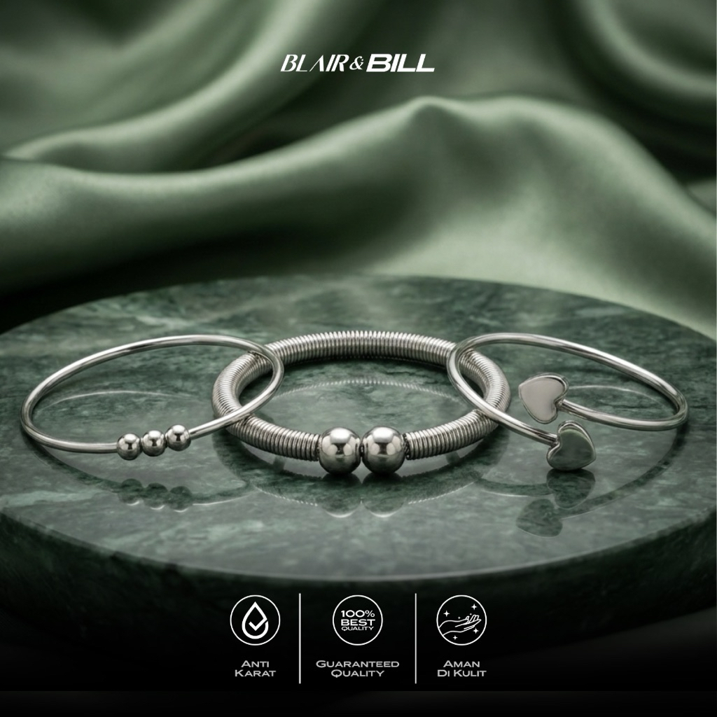 BLAIR & BILL - Gelang Rantai Pria Baja Anti Karat Model Rantai Motor Macho