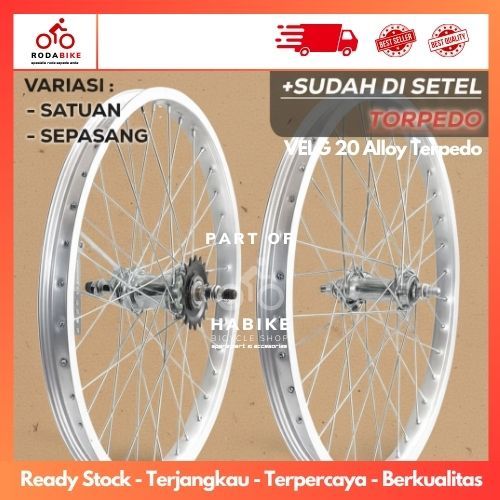 Roda Sepeda BMX Terpedo Velg Alloy Set Sepeda 20 BMX Roda Wheelset Siap Pakai  | High Quality