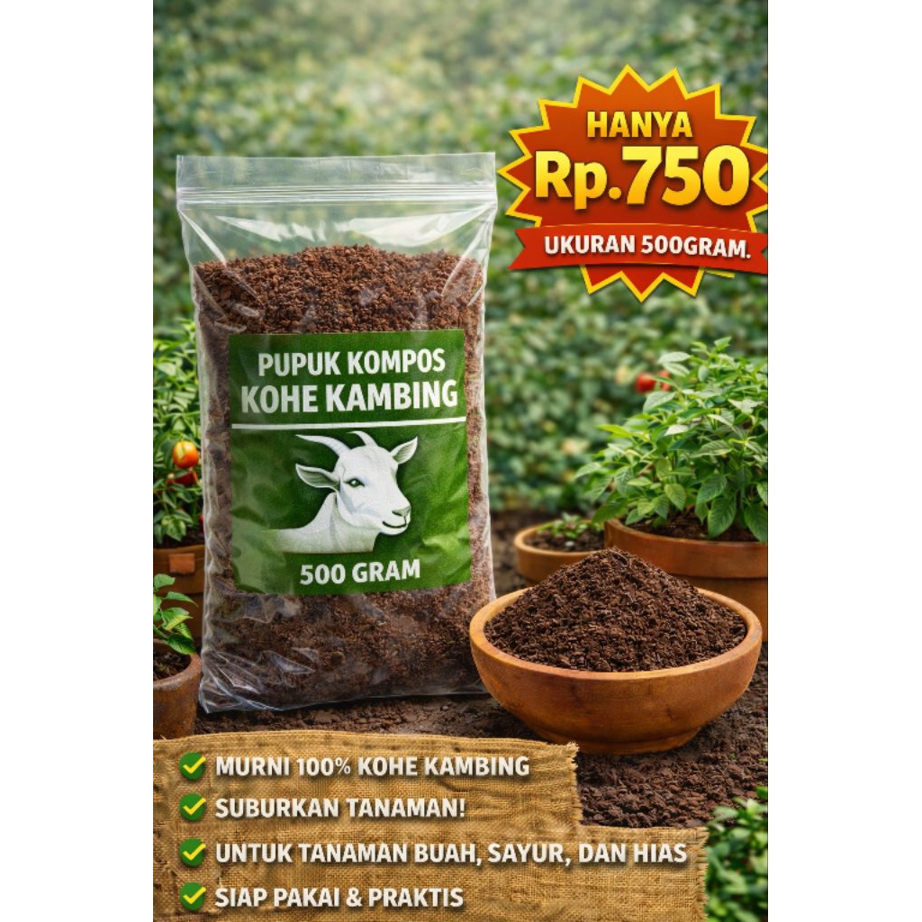 Pupuk kohe kambing giling siap pakai