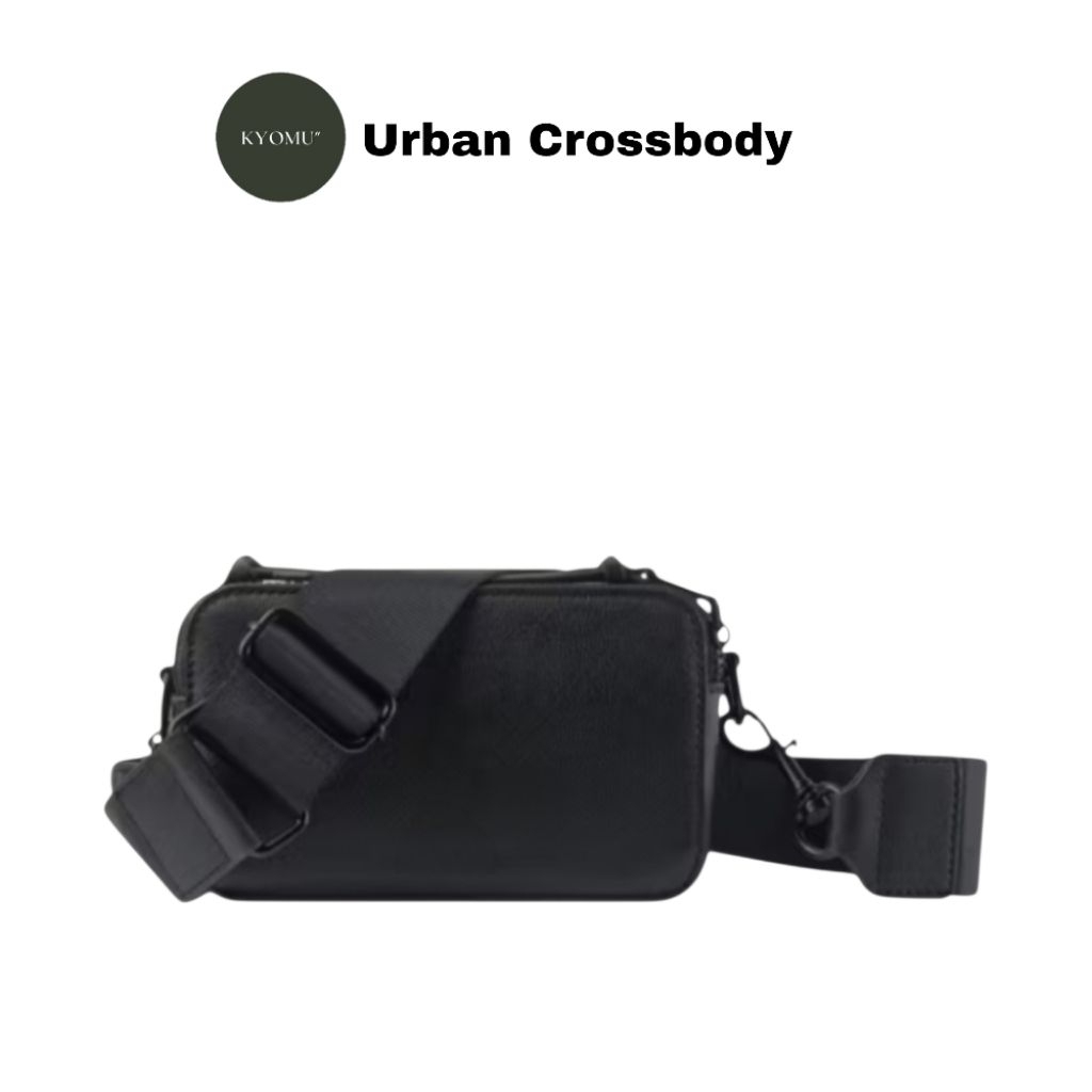 KYOMU" Tas Urban Unisex Camera Snapshot Selempang Bag Fullblack Tas Leather Pu