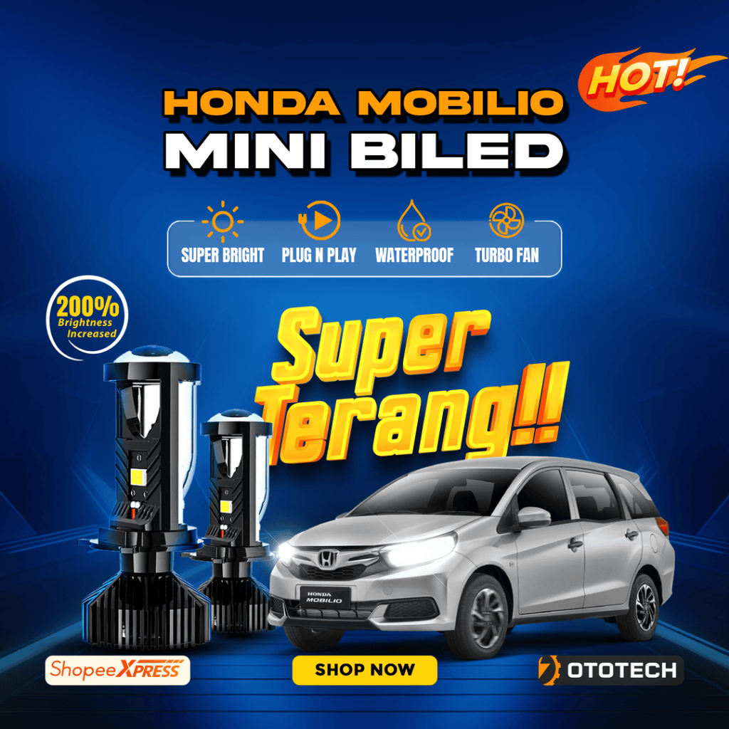 [Ototech] Lampu Honda Mobilio H4 Mini Biled Projie LED Projector Mobil Super Terang