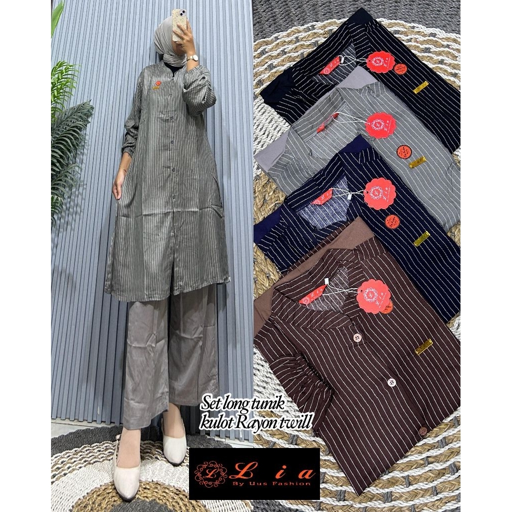 SETELAN LONG TUNIK/SETLONG RAYON TWILL LIA FASHION