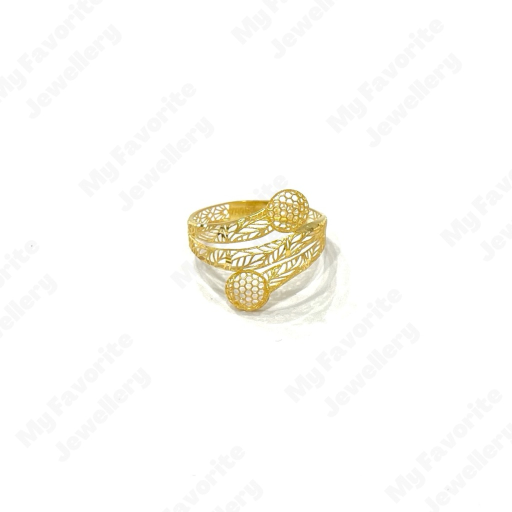Cincin Krawang Silang Bola Uk17.5 Emas Asli Kadar 700