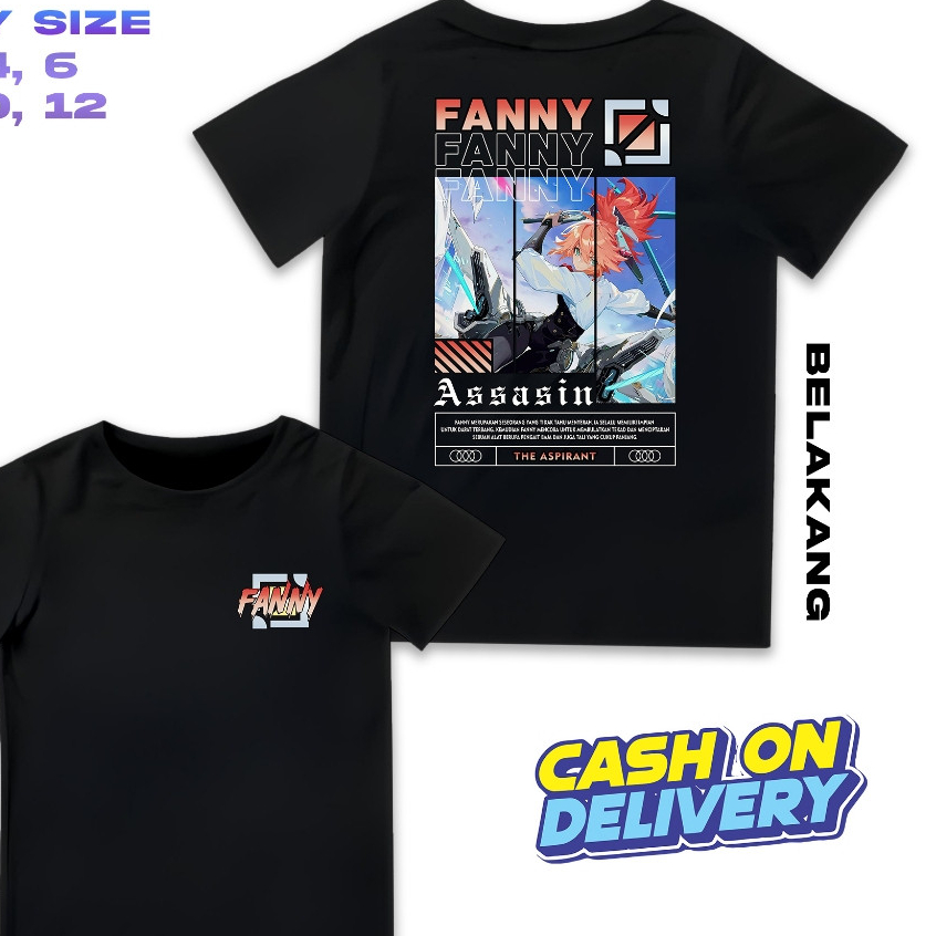 - Kaos Hero Mobile Legend - Kaos  Atasan Katun Sablon - Kaos  Hero ML - Kaos Hero ML Fanny Aspirant 