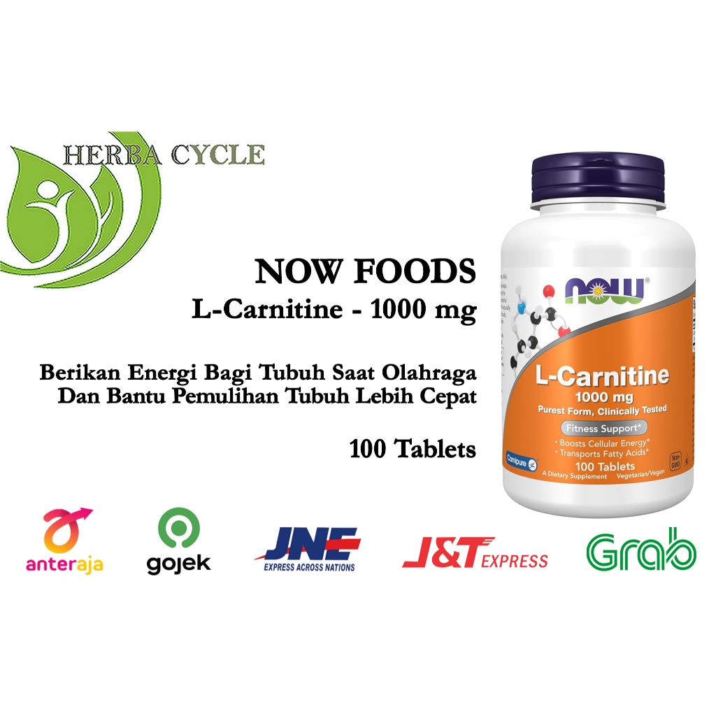 Now Foods L Carnitine 1000 mg 100 Tablets Now Carnitine ORI USA Naik Energi