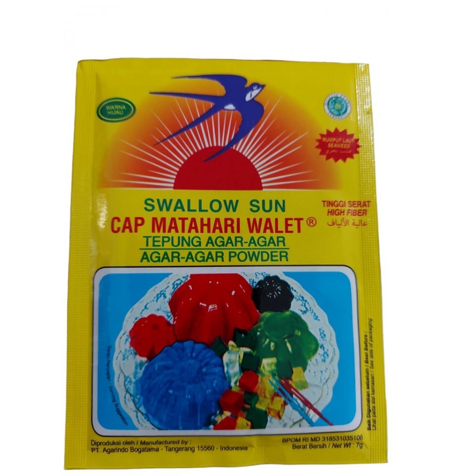 AGAR AGAR SWALLOW SUN PLAIN PUTIH/MERAH / HIJAU/ COKLAT