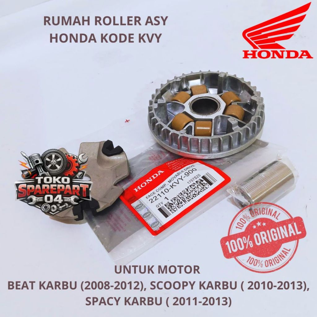 RUMAH ROLLER ASSY ORIGINAL HONDA KODE KVY BEAT KARBU (2008-2012), SCOOPY KARBU (2010-2013), SPACY KA
