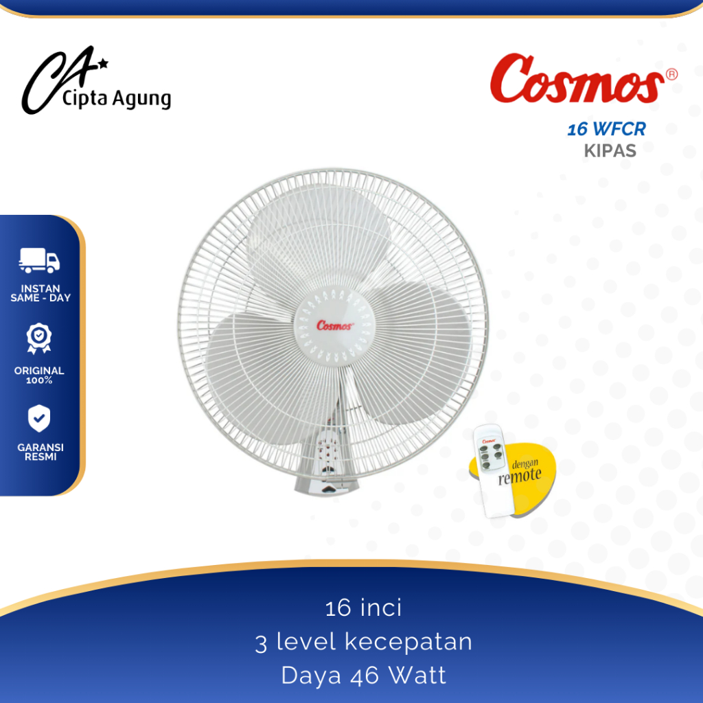 KIPAS ANGIN 16" WALL FAN KIPAS DINDING COSMOS 16-WFCR 16 WFCR REMOTE 16WFCR  16 INCI INCH