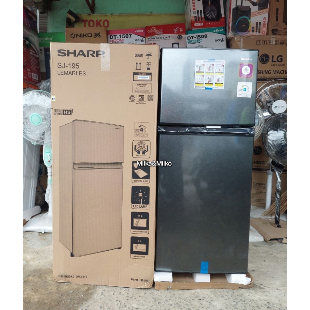 SHARP SJ-195MN-HS Kulkas Lemari Es 2 pintu 172 Liter SJ-195MN-HS / SJ 195MNHS