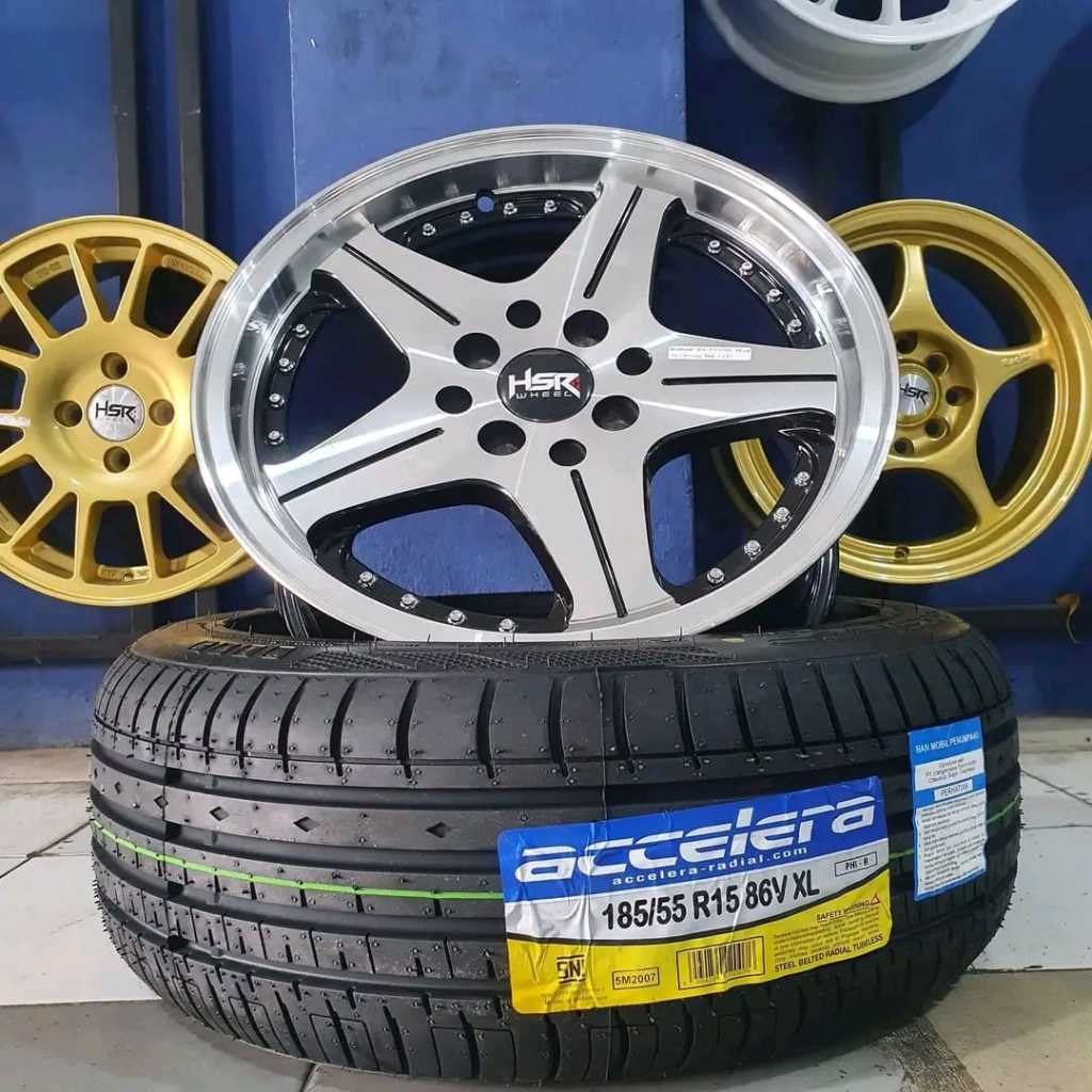 PAKETAN VELG R15 CELONG H4X100/4X114 + BAN 185/55 R15 ACCELERA