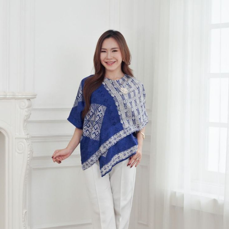 KINNAS BATIK HAIRA Blouse Batik Kerja Formal Wanita Batik Modern Viscose