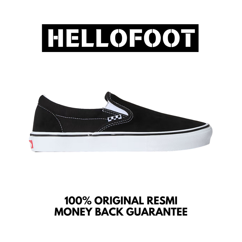 Sepatu Vans Slip On Pro Skate Black White  [100% Original Resmi]
