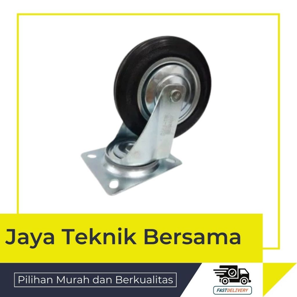 RODA TROLI GEROBAK KARET 4 INCH HIDUP/RODA KARET 4'' HIDUP