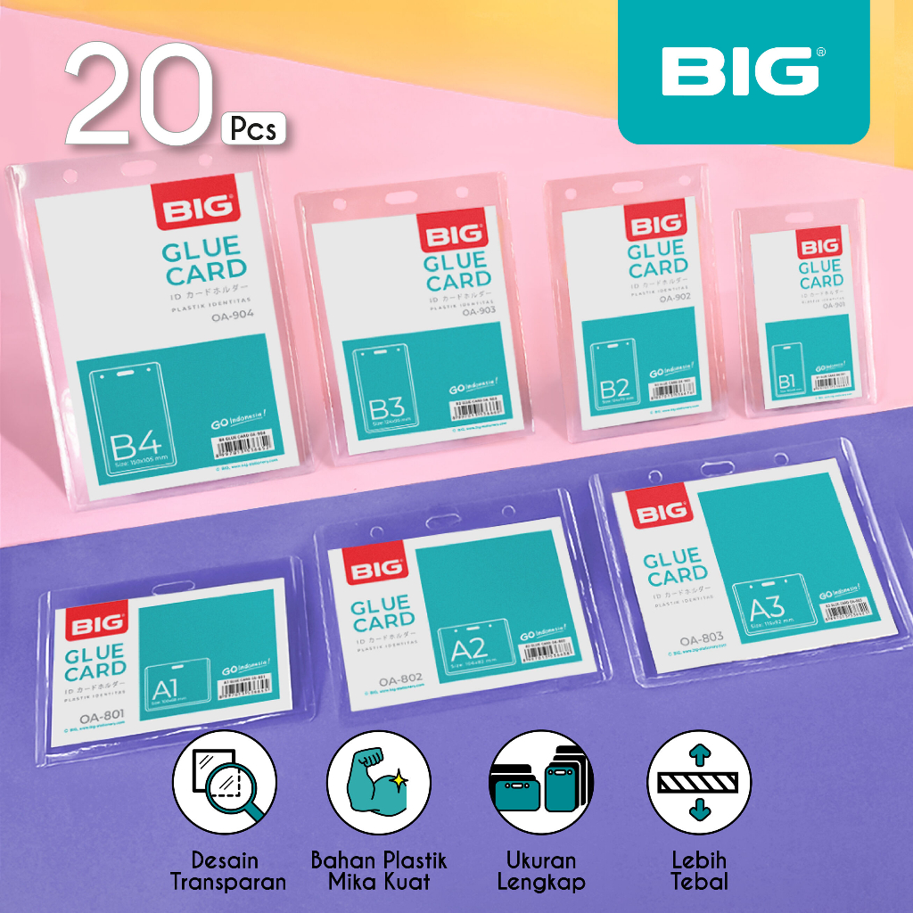 20 Pcs BIG ID Card Mika Glue Card Ukuran A1 A2 A3 B1 B2 B3 B4