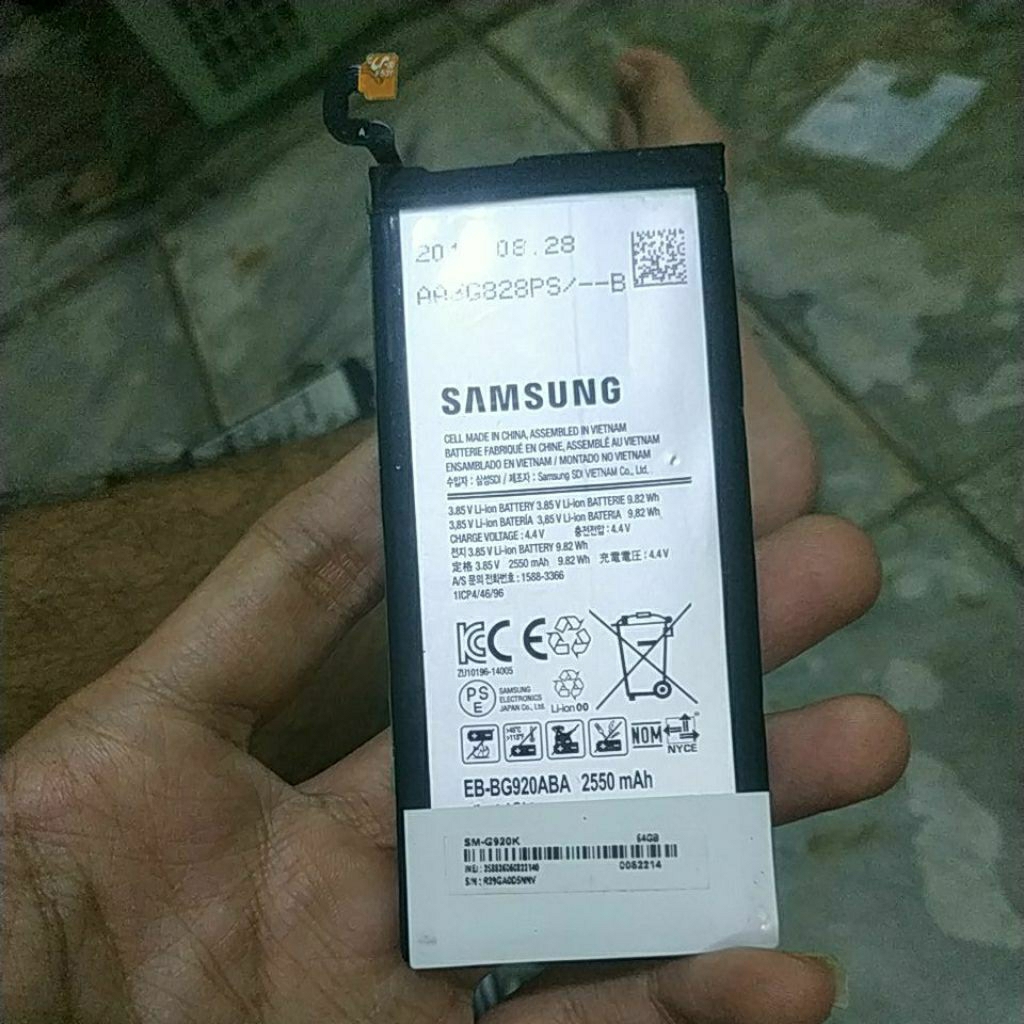 BATERAI BEKAS SAMSUNG S6 flat BG920ABA BUKAN ORI