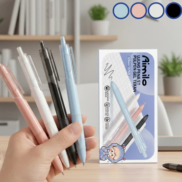 cantikmanis51 - Pulpen Gel Retractable Isi 12PCS Gel Pen 4 Warna 0.5mm